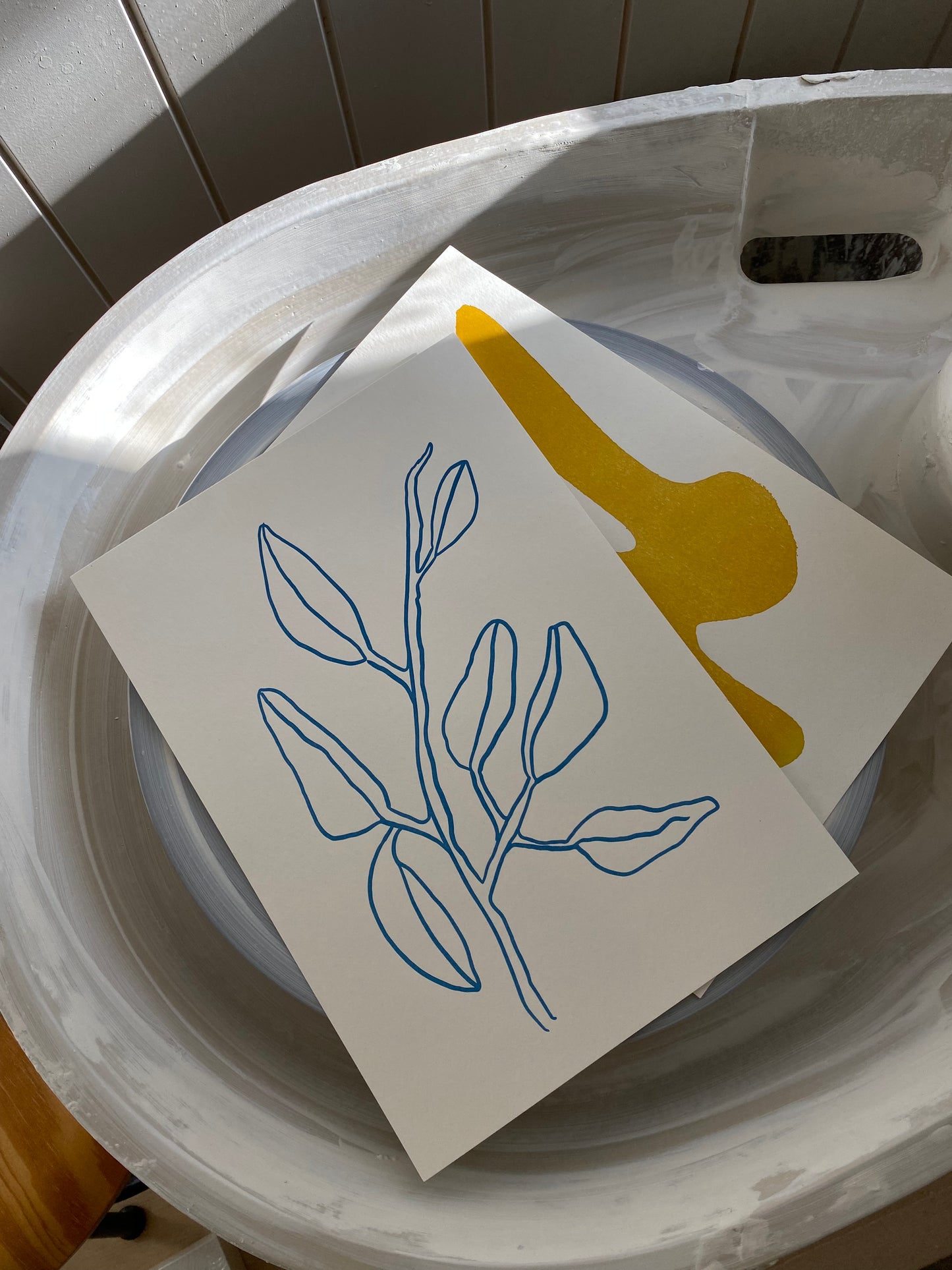 Buds In Sky Blue | A4 Letterpress Art Print in Sky Blue