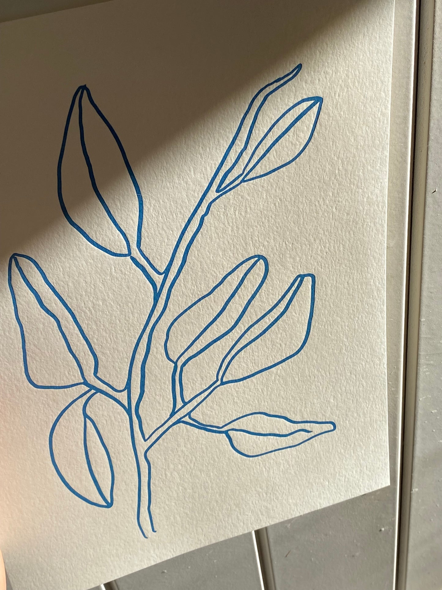 Buds In Sky Blue | A4 Letterpress Art Print in Sky Blue