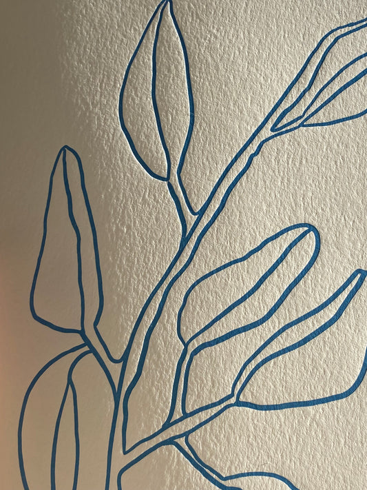 Buds In Sky Blue | A4 Letterpress Art Print in Sky Blue