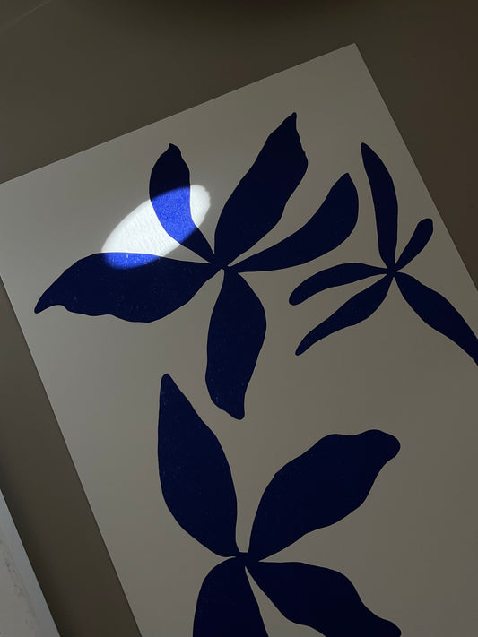 Bloom in Cobalt | A4 Letterpress Art Print in Cobalt Blue
