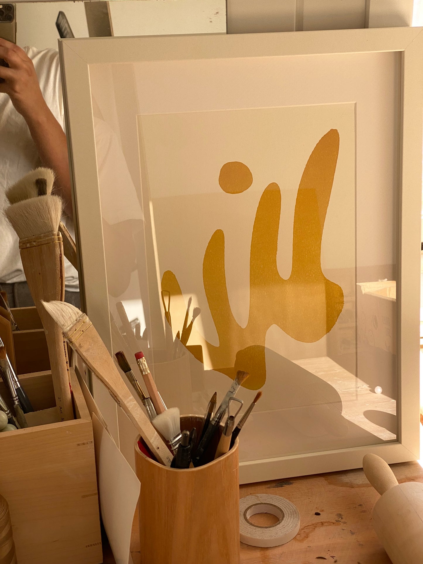 Golden Wave | A4 Letterpress Art Print in Mustard Yellow
