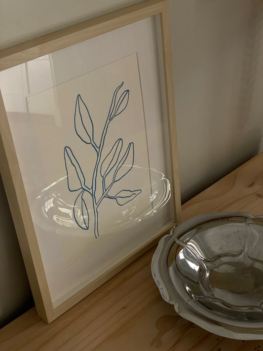 Buds In Sky Blue | A4 Letterpress Art Print in Sky Blue