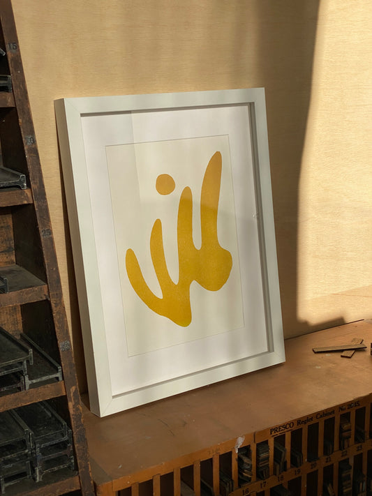 Golden Wave | A4 Letterpress Art Print in Mustard Yellow